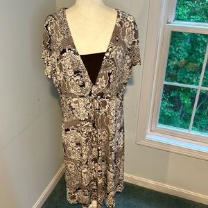 Plus brown and white floral dress, size 2x